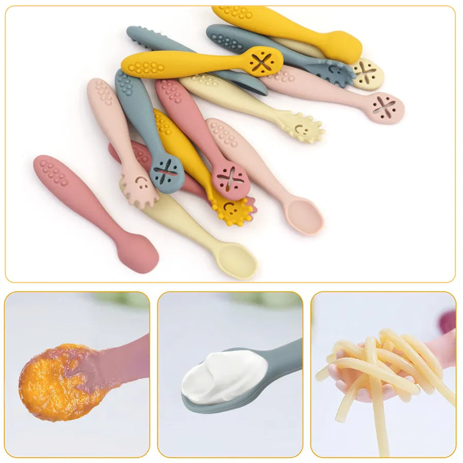 Silicone Spoon Fork Baby Utensils Set